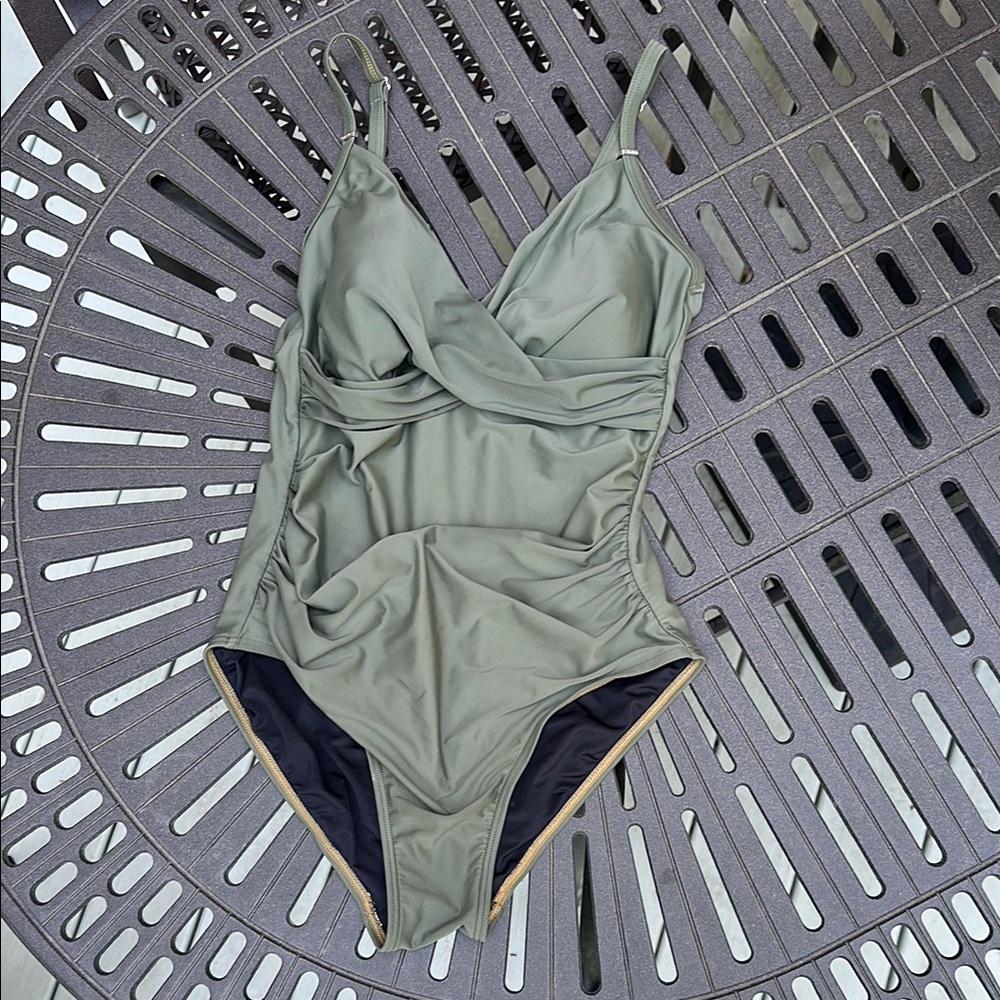 Calvin Klein Olive Green Slimming One Piece Swimsuit